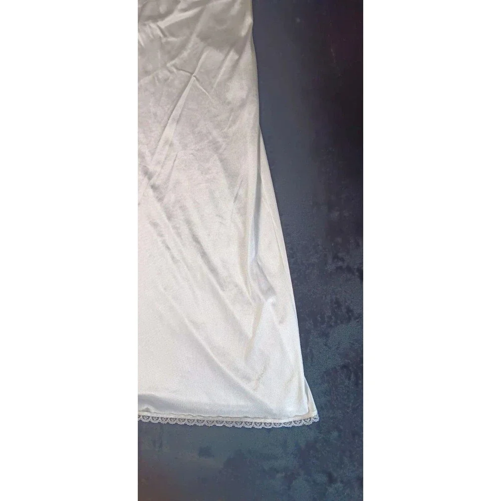 VTG Cabernet Satin Lace Trim Full Slip Dress Nightgown L White Ethereal Angelic